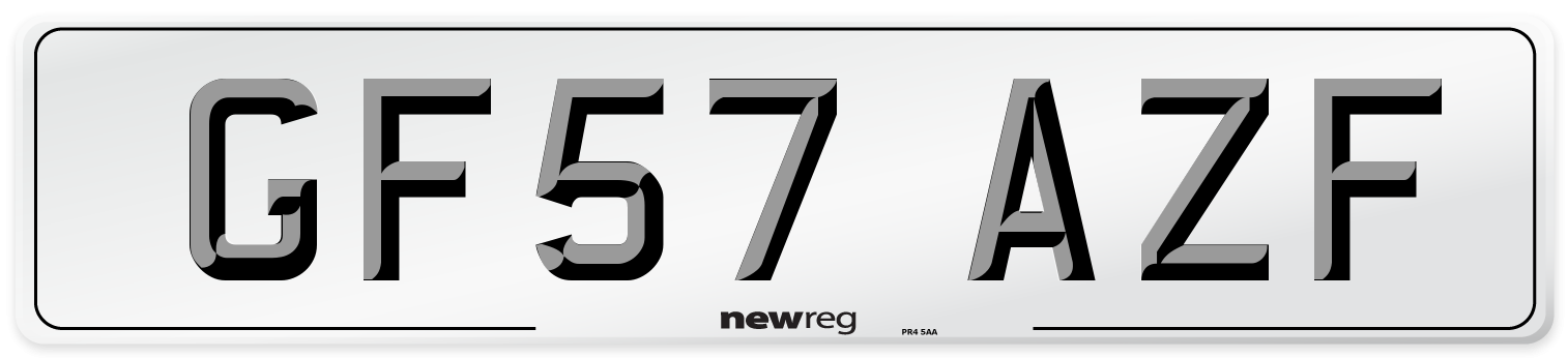 GF57 AZF Number Plate from New Reg